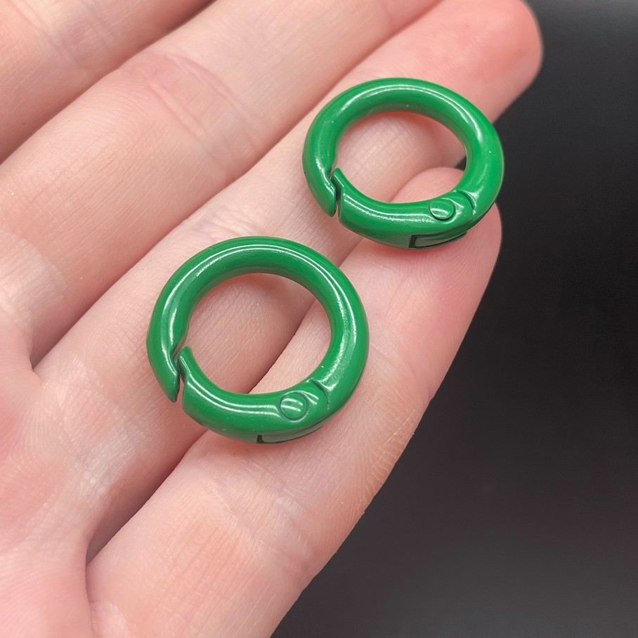 20мм , Замок круг зеленая эмаль 