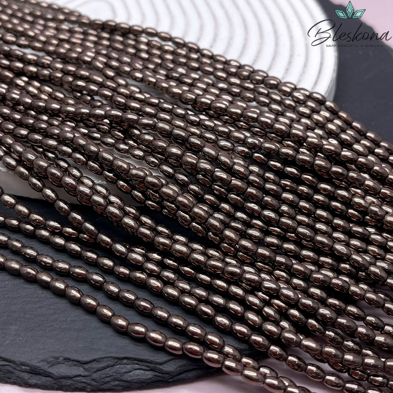 5*3 мм Гематин имитация, Рис коричневый №1 (шоколадный)