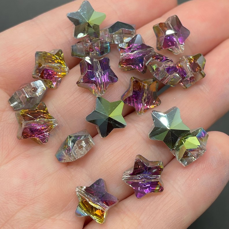 9,5 мм, Стекло Lux бусина звезда хамелеон уп.10шт