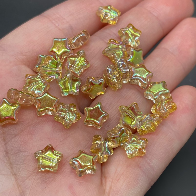 8,5 мм, Стекло Lux бусина звезда желтая уп.10шт