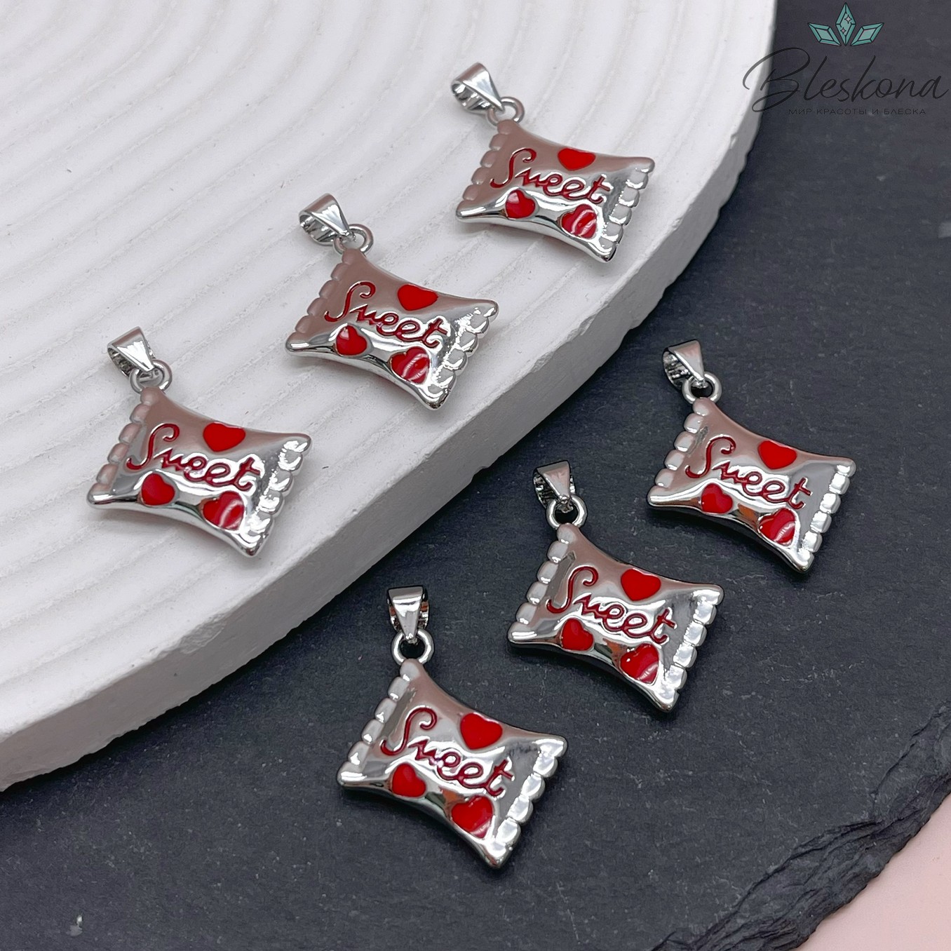 16,5*13 мм Цвет серебро, Подвеска Конфета Sweet 