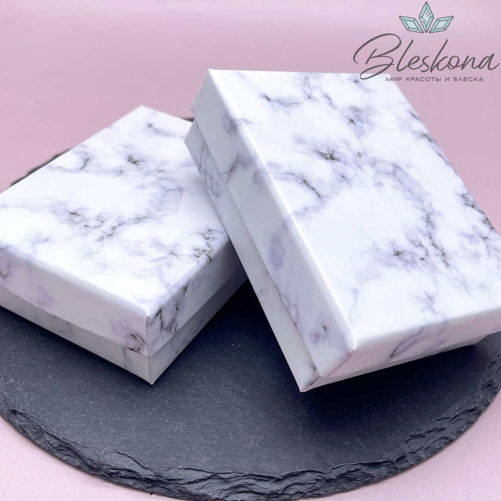 Коробка Белый мрамор черная подложка 9*7*3 см