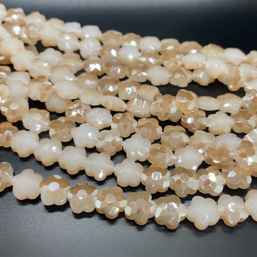 10 мм Стекло Lux, цветок, цвет бежевый 