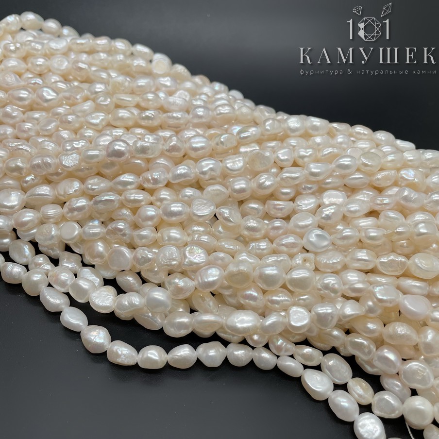 Жемчуг барочный рис белый 6,5-7 мм 