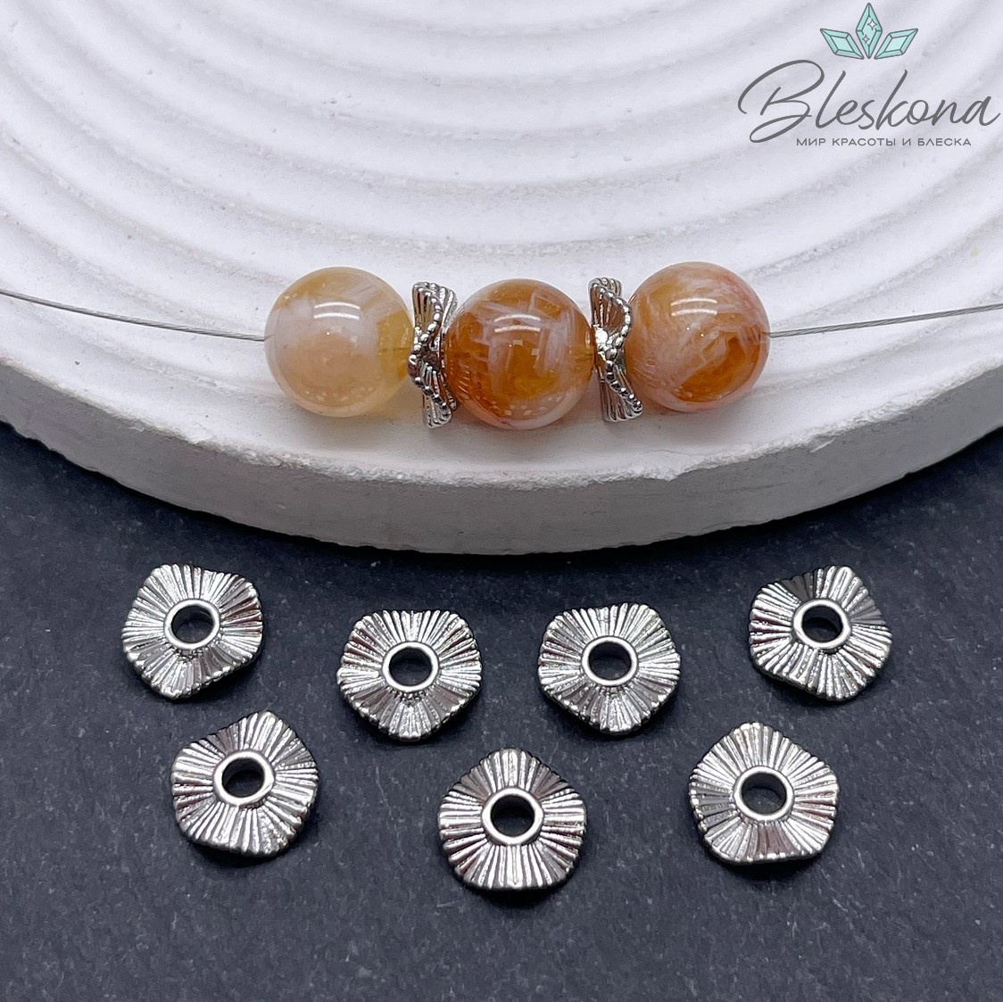 10*2,5 мм,цвет серебро,Бусина - разд-ль волна полоски 