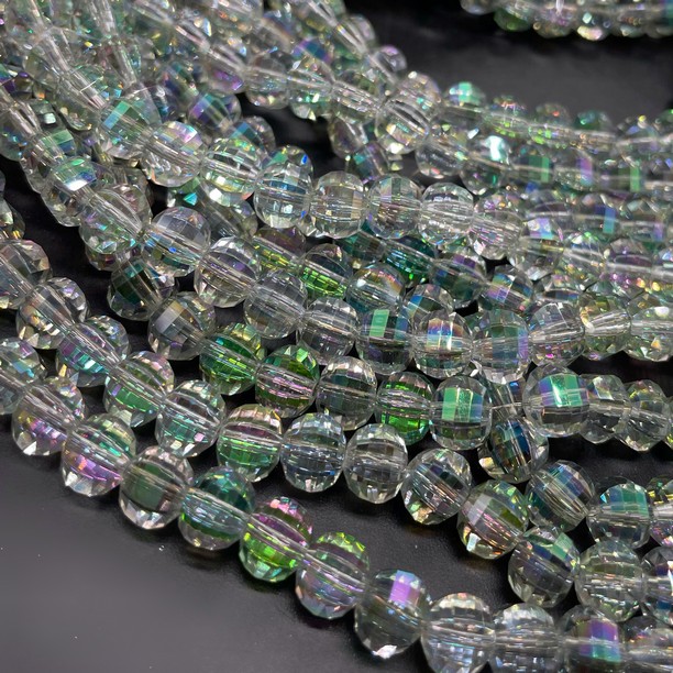 6*7,5 мм Стекло Lux, рондель прямоуг.огр., цвет прозрачный с зеленым переливом