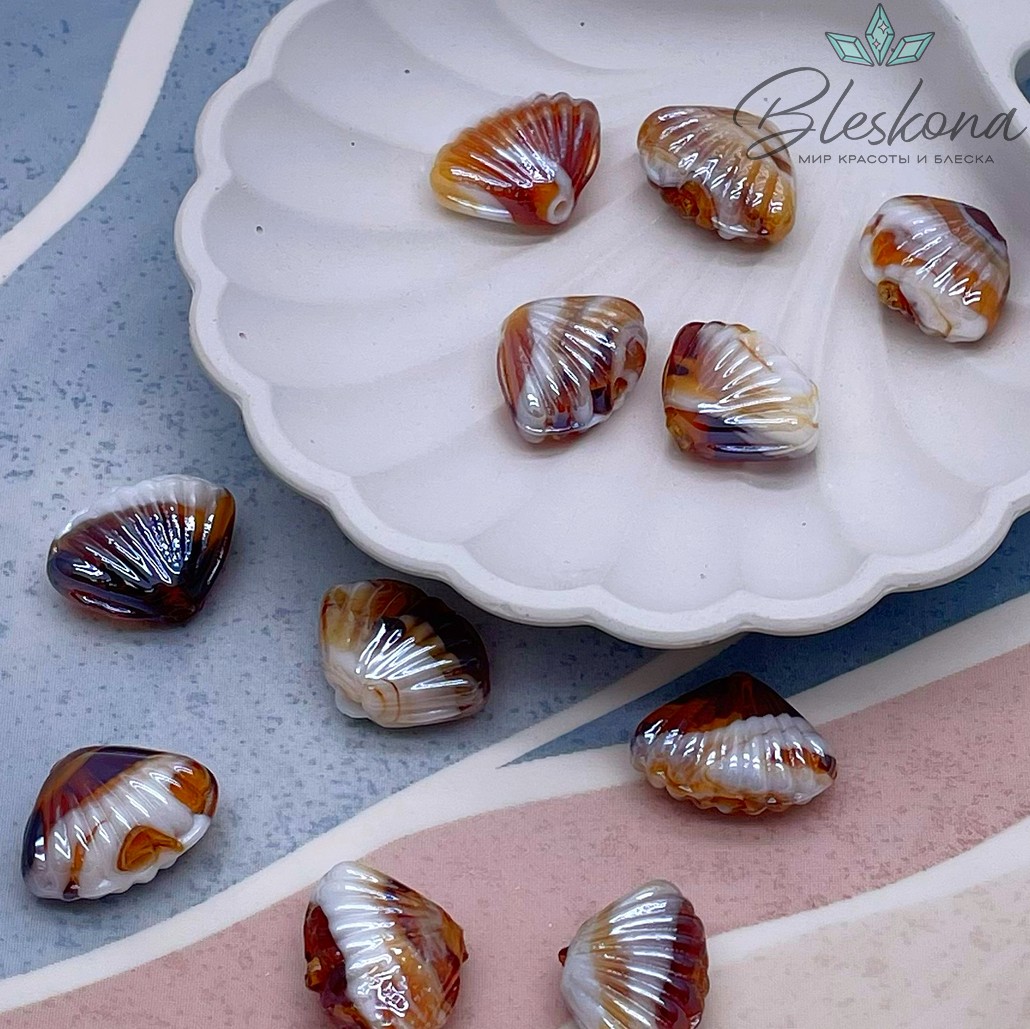 14,5*21 мм Бусина ракушка коричневая