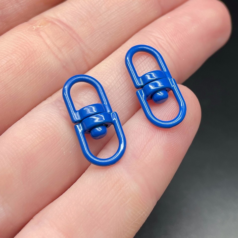 19*8 мм , Вращающаяся застежка-коннектор темно-синяя эмаль