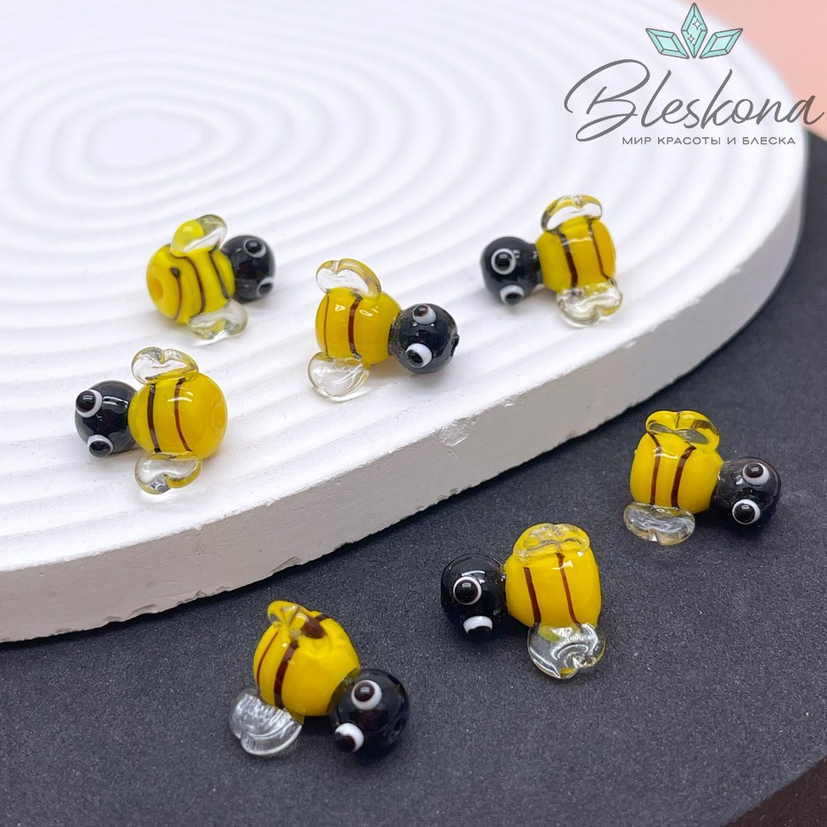 10*9 мм Бусина пчелка желтая