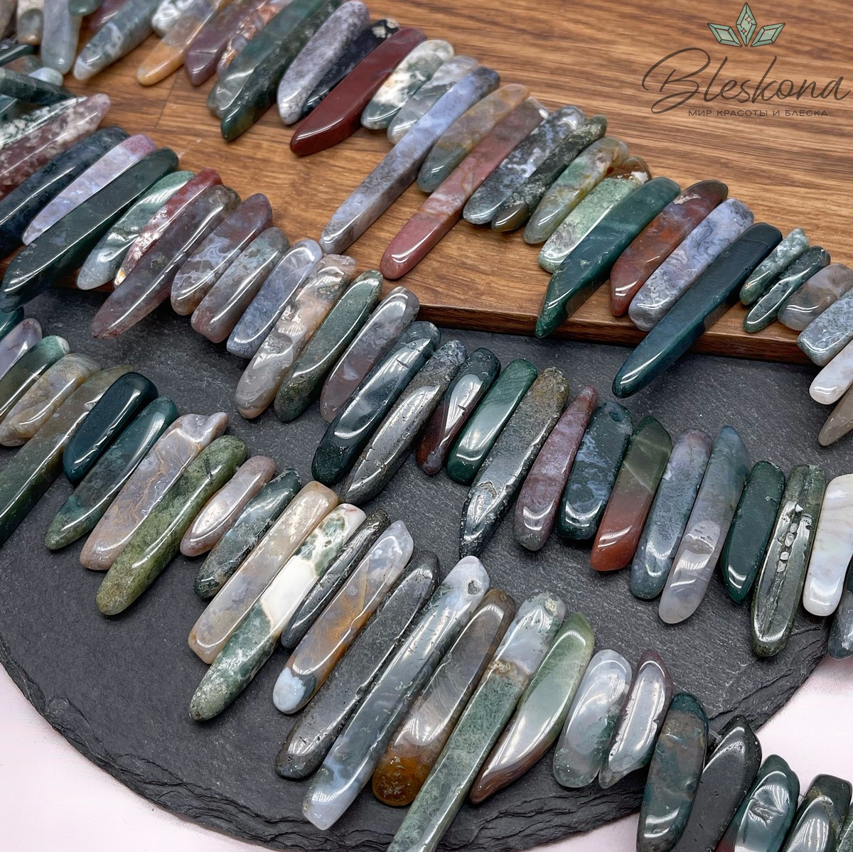 Агат индийский бруски №1 (22-57)*(4-8) мм