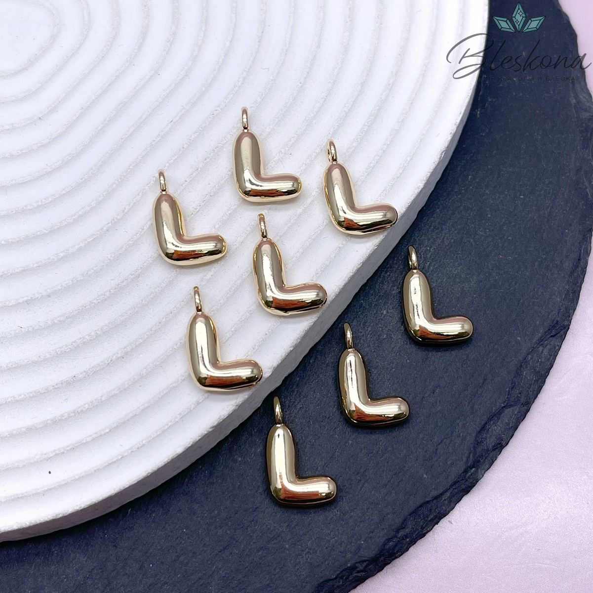 18 мм, Цвет золото, Буква объемная L