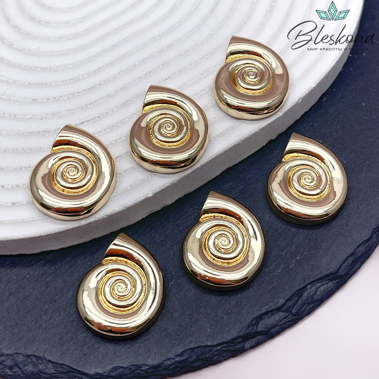 25*22 мм Цвет золото, Подвеска ракушка улитка