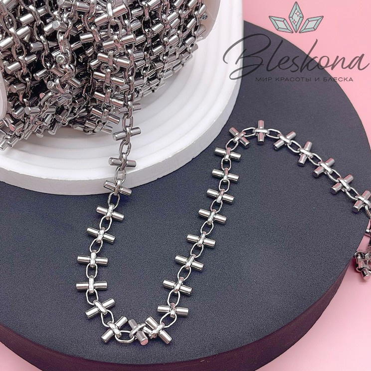 Цепь №101-2 цвет серебро 11*7 мм /6,5*4 мм