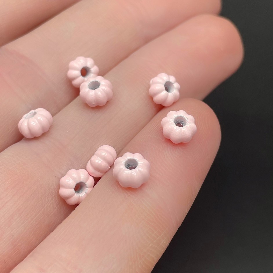5,5 мм , Бусина - разделитель ромашка розовая эмаль уп.10шт