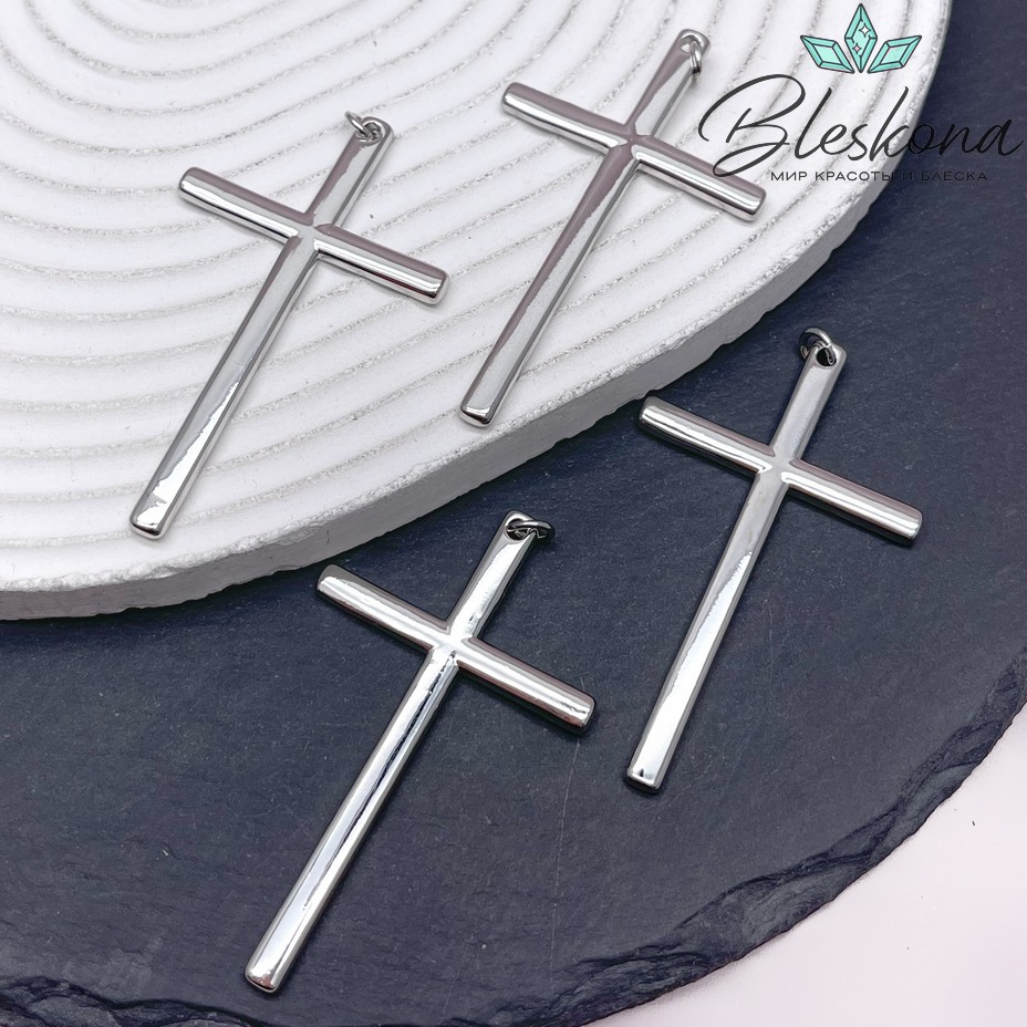 54,5*32,5 мм Цвет серебро, Подвеска Крест гладкий 