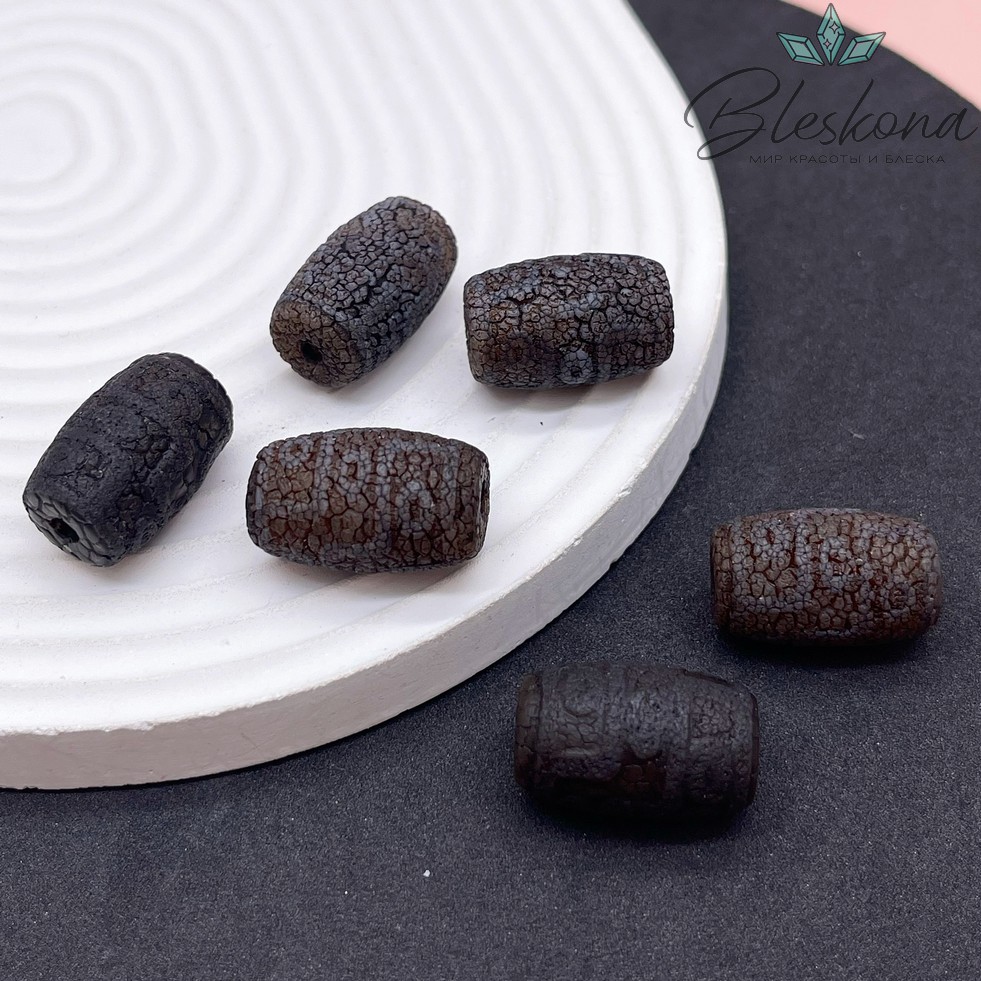 Бусина Дзи 9 глаз черный бочонок в термической обработке 22*13 мм 