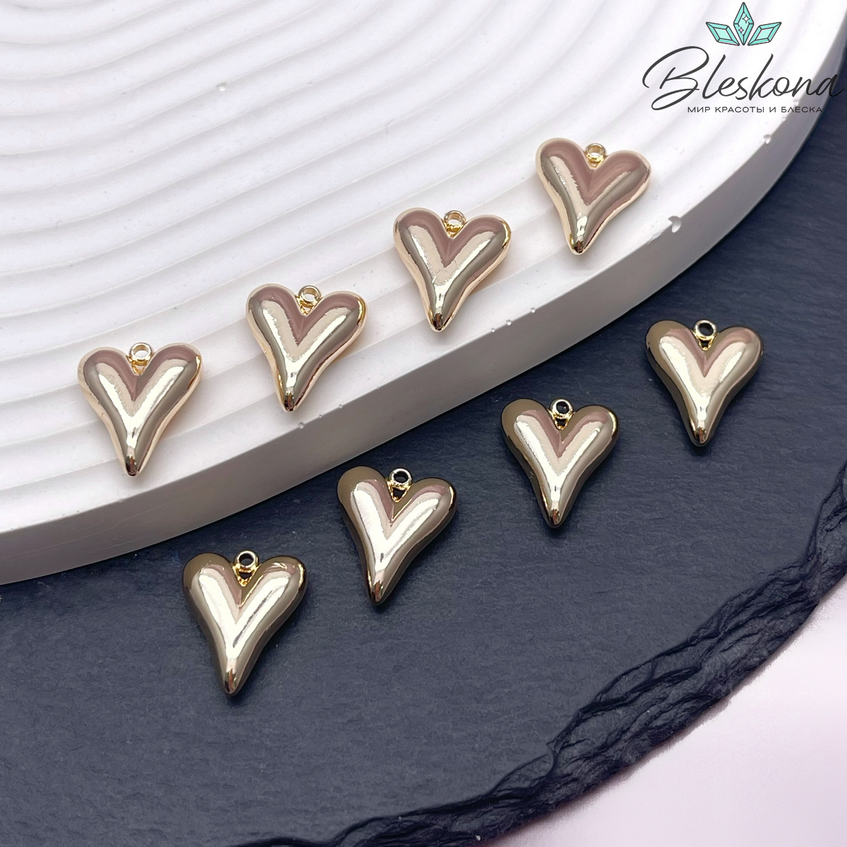 14,8*12,2 мм Цвет золото, Подвеска сердце объемное