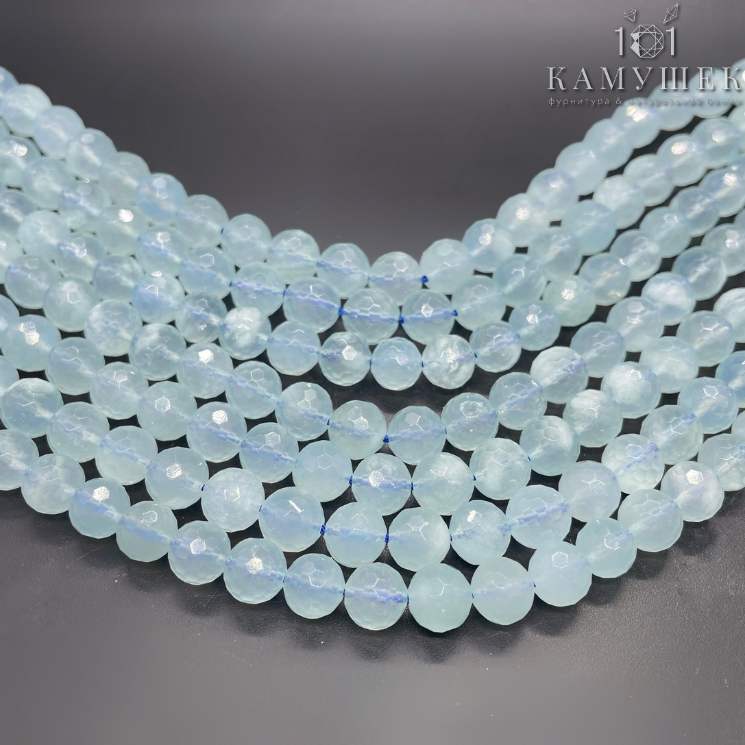 ⌀8мм Аквамарин шар огранка №2