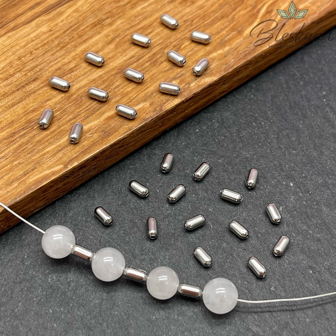 5*3 мм Бусина брусок, Цвет серебро уп.10 шт