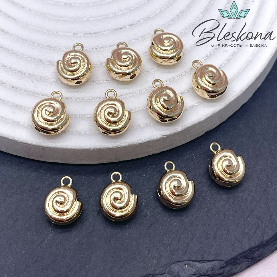 13*10,5 мм Цвет золото, Подвеска ракушка улитка