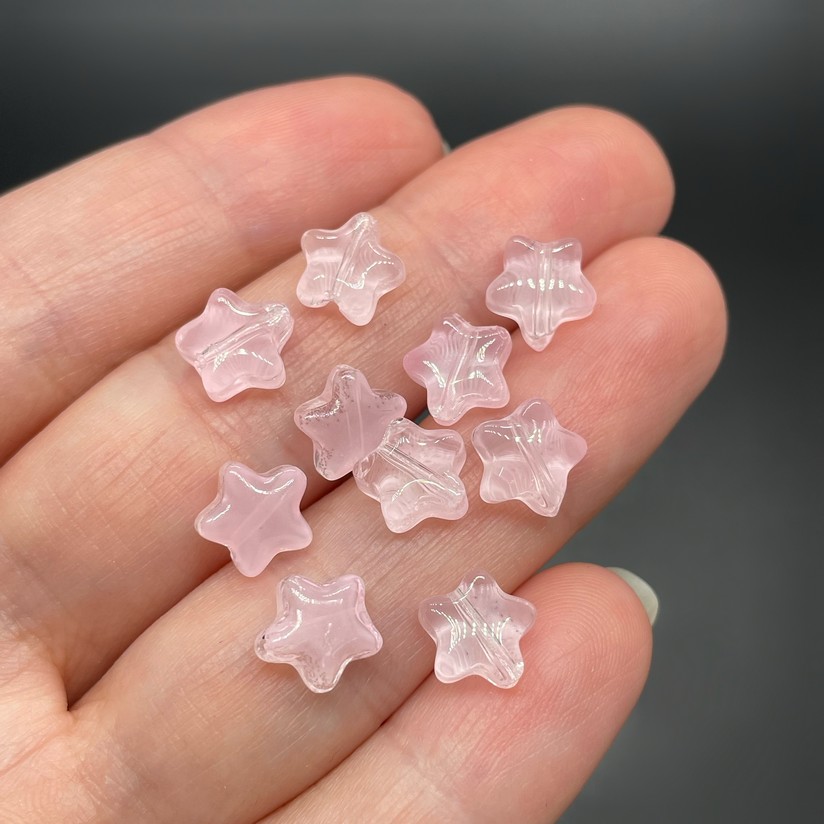 8 мм, Стекло звезда розовая уп.10 шт 