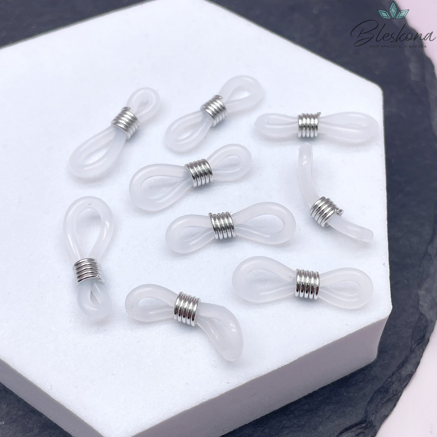 Держатель силиконовый цвет серебро 19мм уп.10 шт