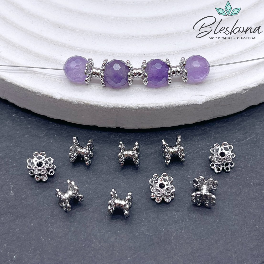 4,8*6 мм, цвет серебро, Бусина - разделитель