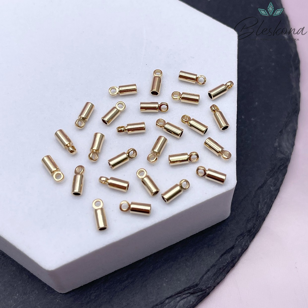 7*2,5 мм Цвет золото, Концевик для шнура гладкий 