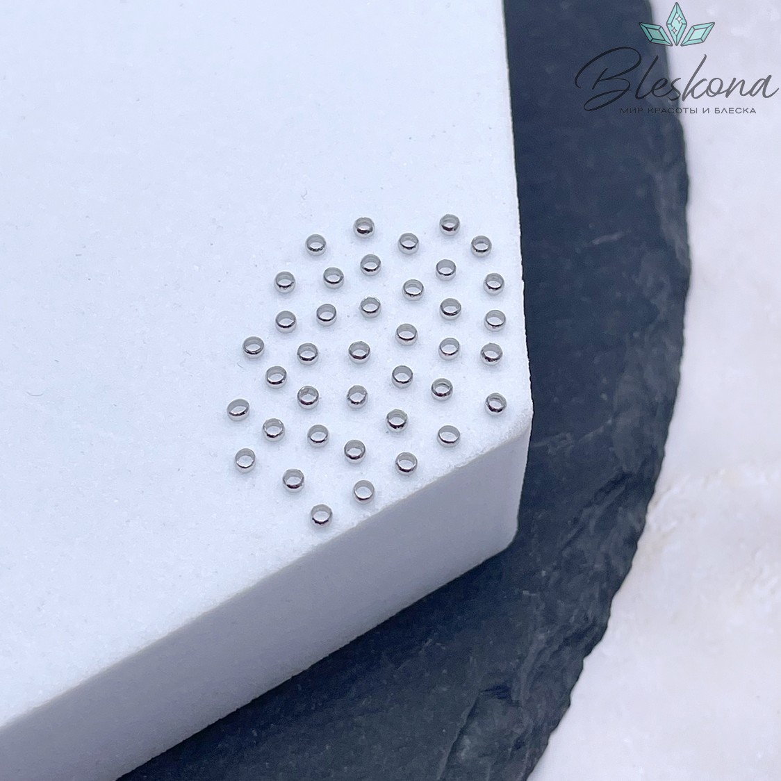 1,5 мм Цвет серебро, Кримпы (зажимные бусины) уп. 10 шт.