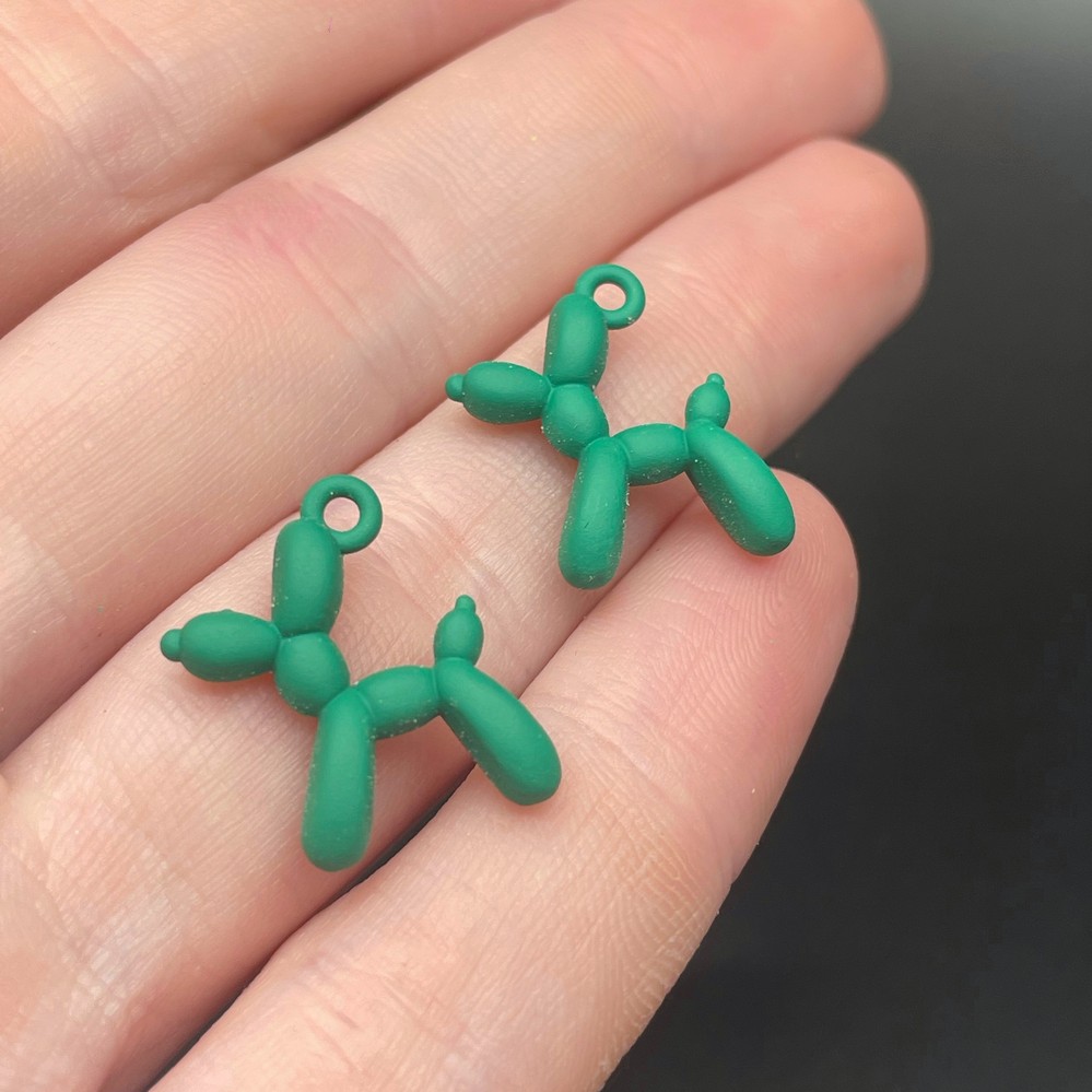 14*18 мм, Подвеска пудель темно-зеленая эмаль матовая