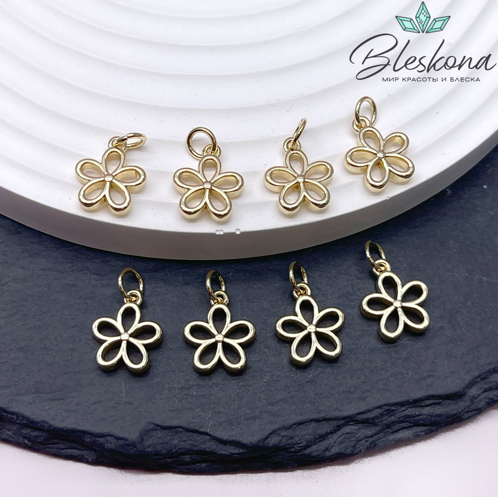 12*10 мм, Цвет золото, Подвеска Цветок контур 