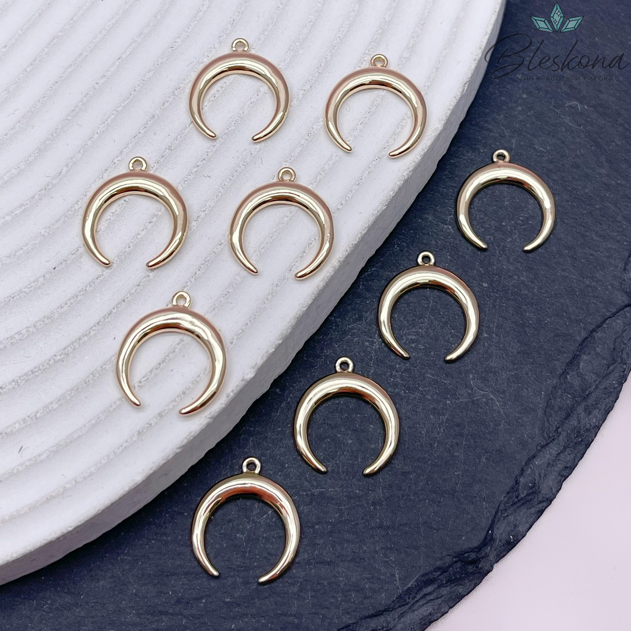 15,5*14 мм Цвет золото, Подвеска Лунница гладкая