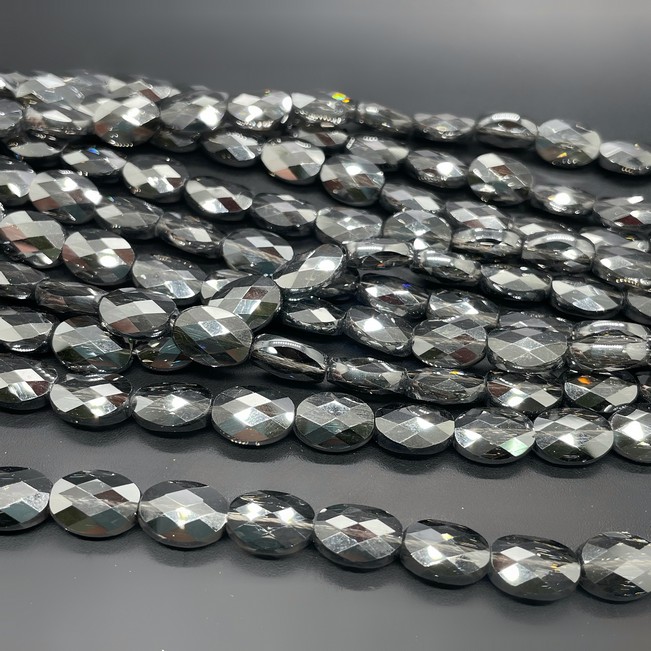 8*11 мм Стекло Lux, овал огранка, цвет темно- серый