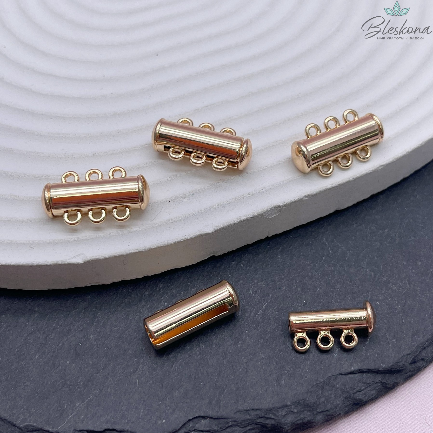 20*11 мм Замок Магнитный на 3 ряда ,цвет золото 