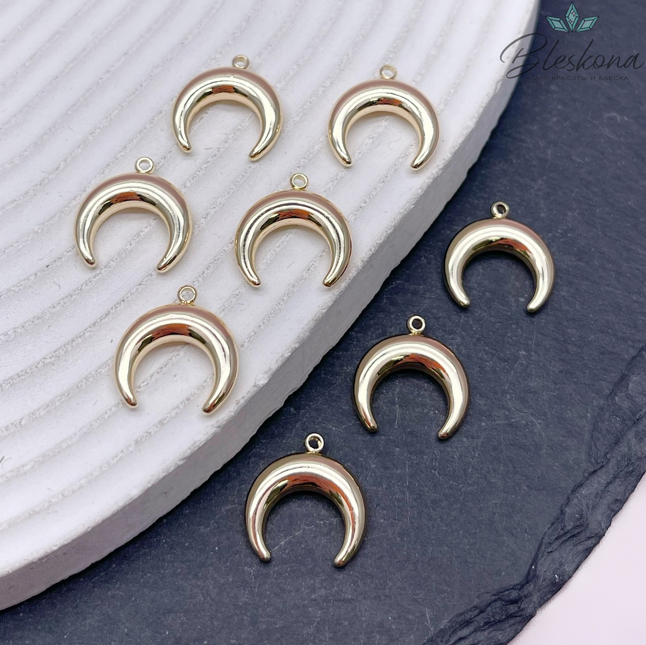 14,8*14 мм Цвет золото, Подвеска Лунница гладкая