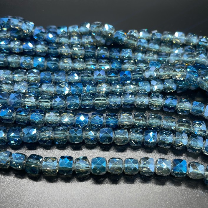 6.5 мм Стекло Lux, куб огранка, цвет сине- серый