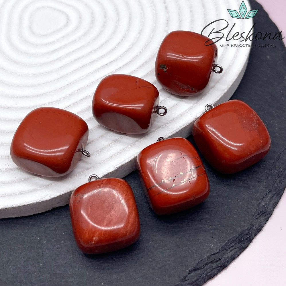 (23-28)*(16-22) мм Цвет серебро, Подвеска фриформ Яшма красная
