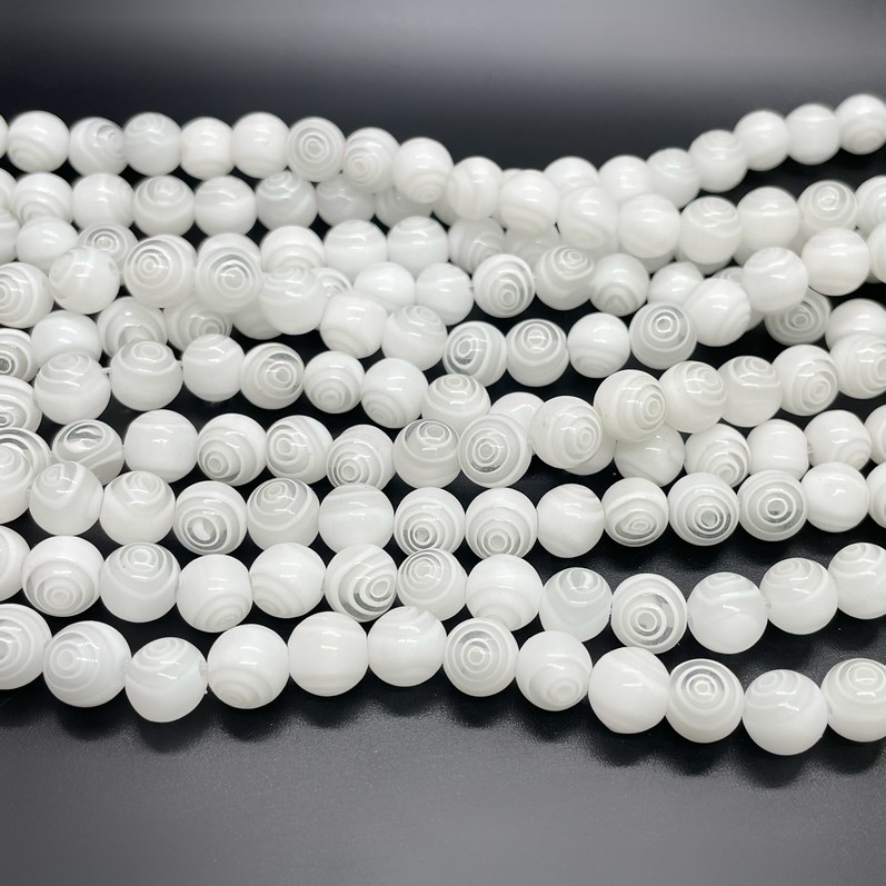 Муранское стекло белое спираль 8мм