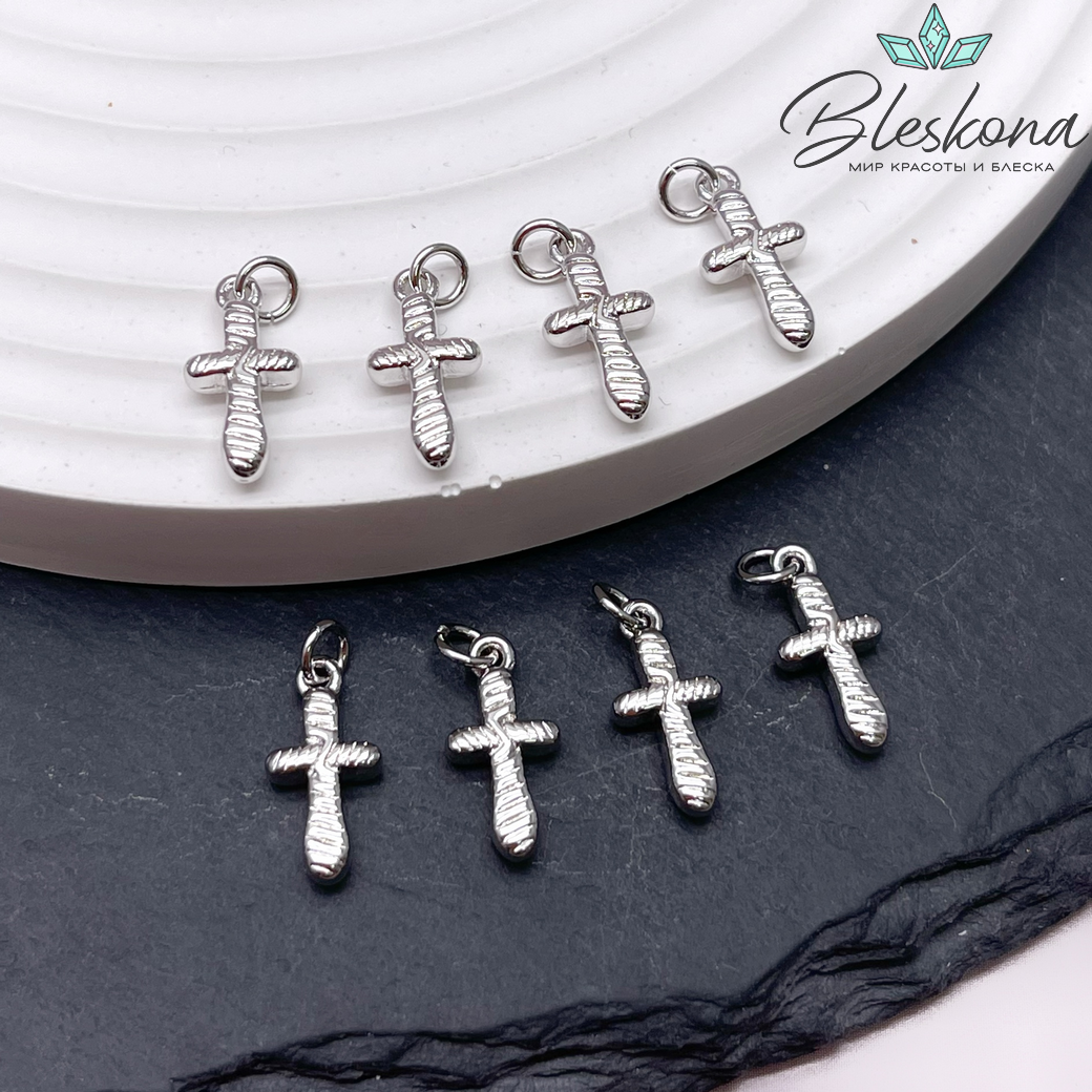 14*7 мм Цвет серебро, Подвеска Крест полосы