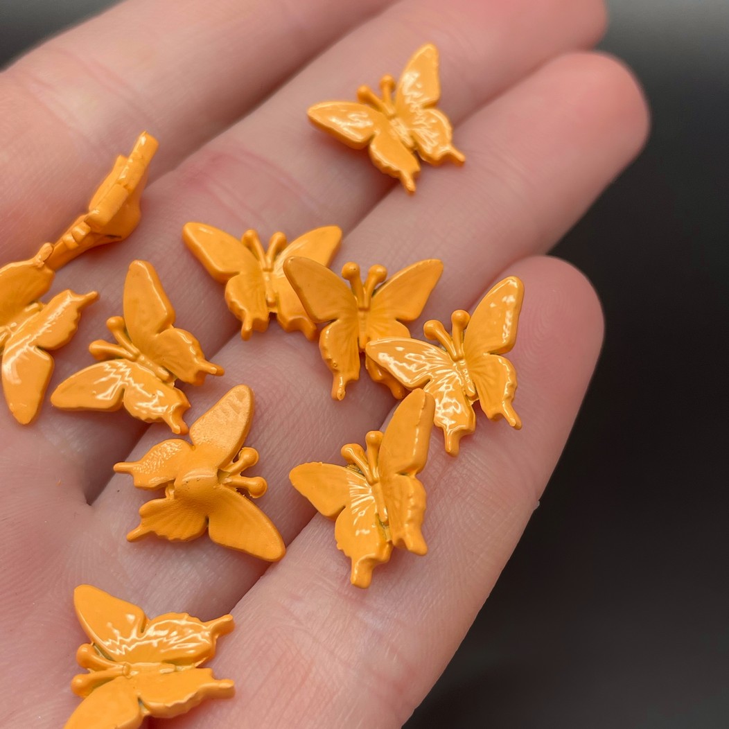 11,5*14 мм, Бусина Бабочка оранжевая эмаль уп.10 шт