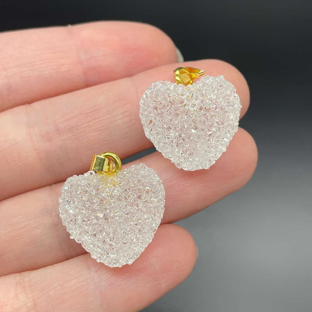 19*20 мм, Цвет золото, Подвеска мармеладное сердце белое