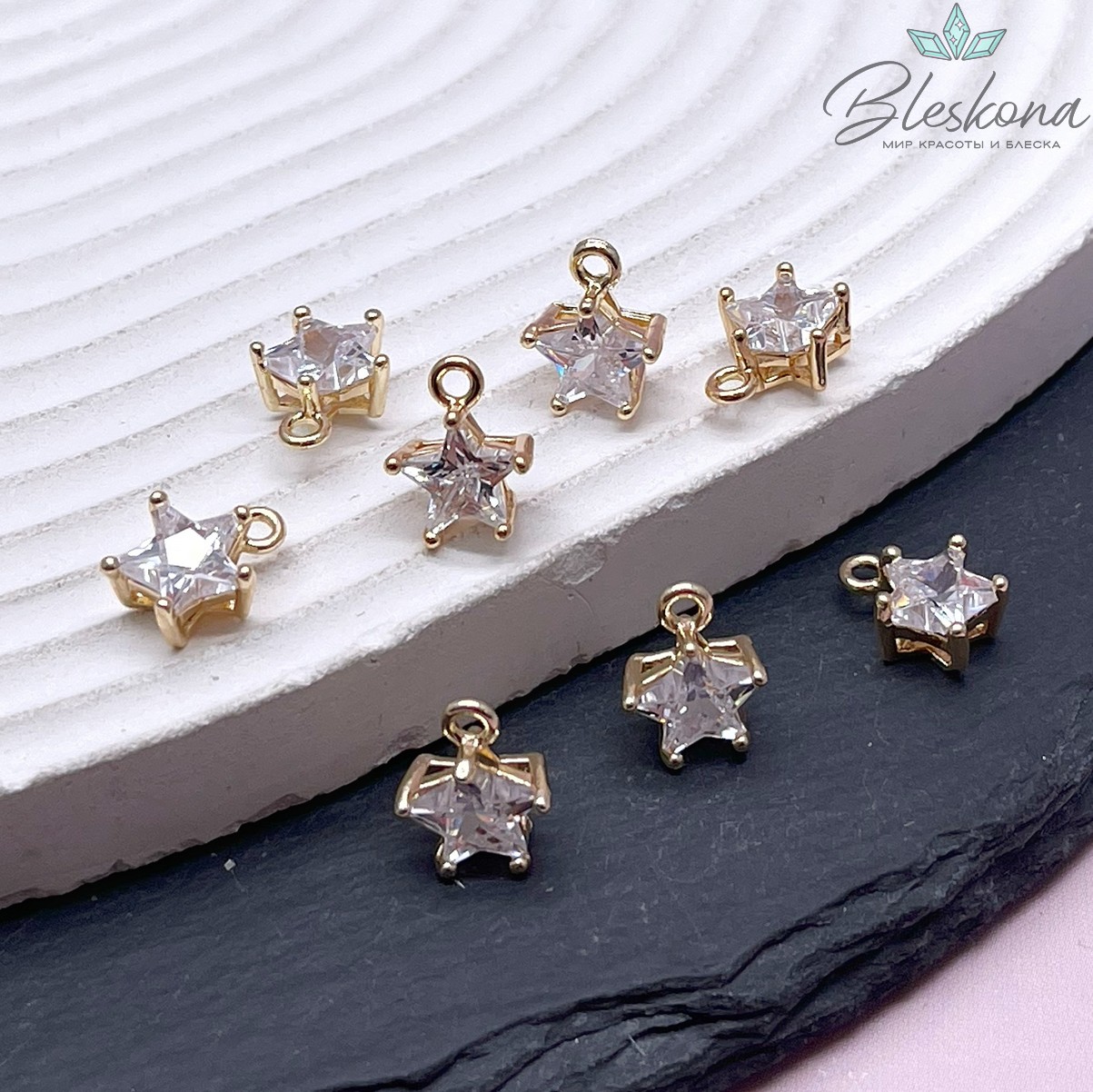 10,5*8,4 мм Цвет золото, Подвеска Звезда большой циркон