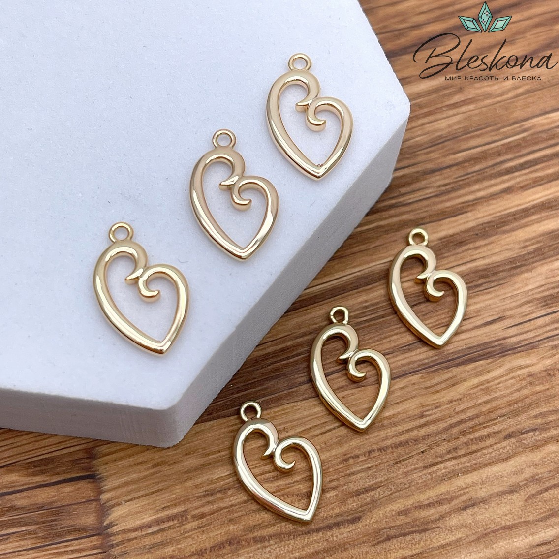 16*10 мм Цвет золото, Подвеска сердце контур Этно