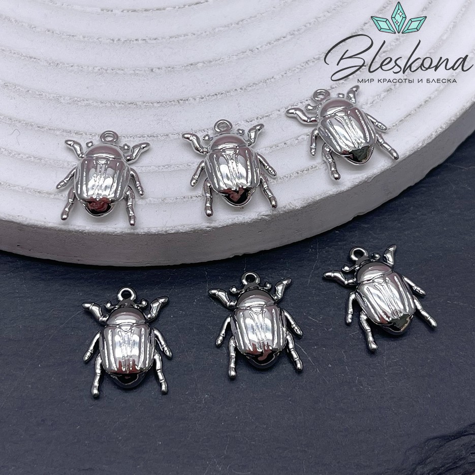 15*12 мм Цвет серебро, Подвеска Майский жук
