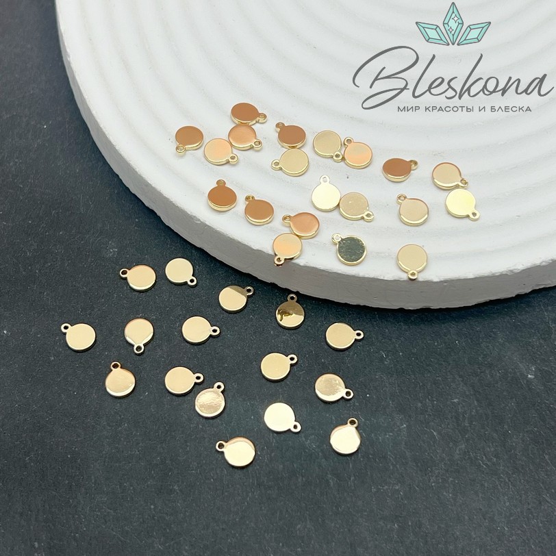 5*6,6 мм Цвет золото, Подвеска круг гладкий 