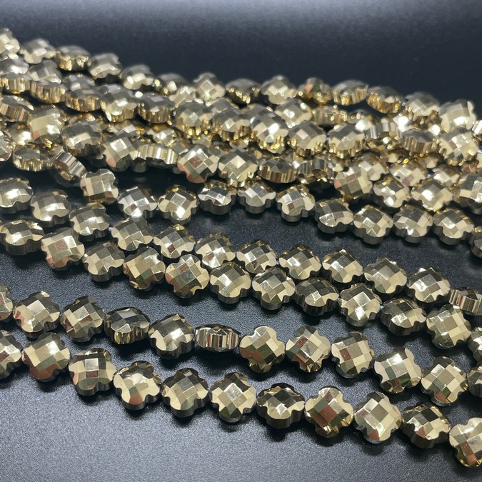 8 мм Стекло Lux, клевер, цвет золото 