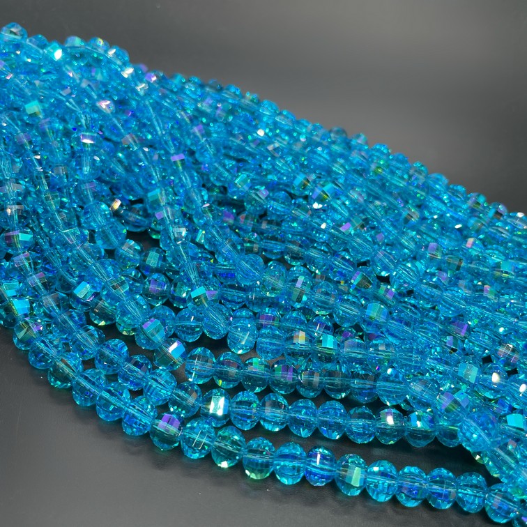 6*7,5 мм Стекло Lux, рондель прямоуг. огр., цвет голубой с фиолетовым переливом