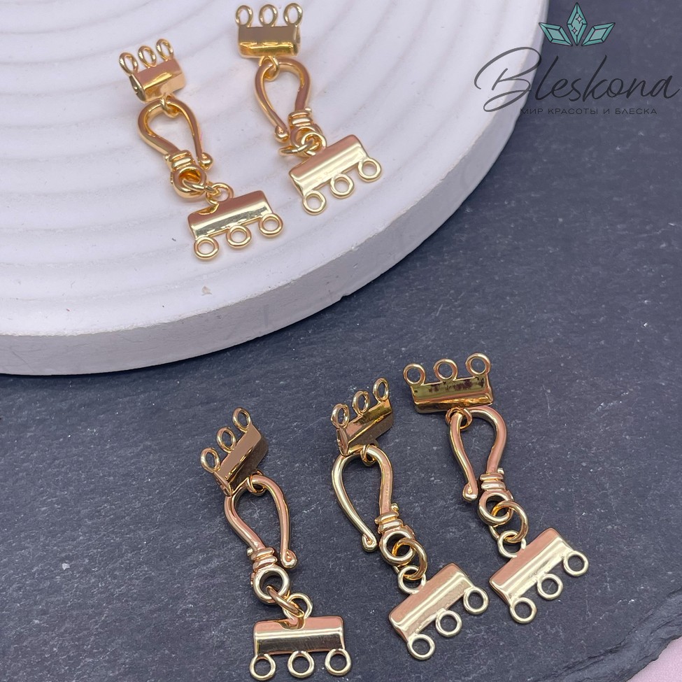 16 мм Цвет золото, Замок крючок на 3 ряда