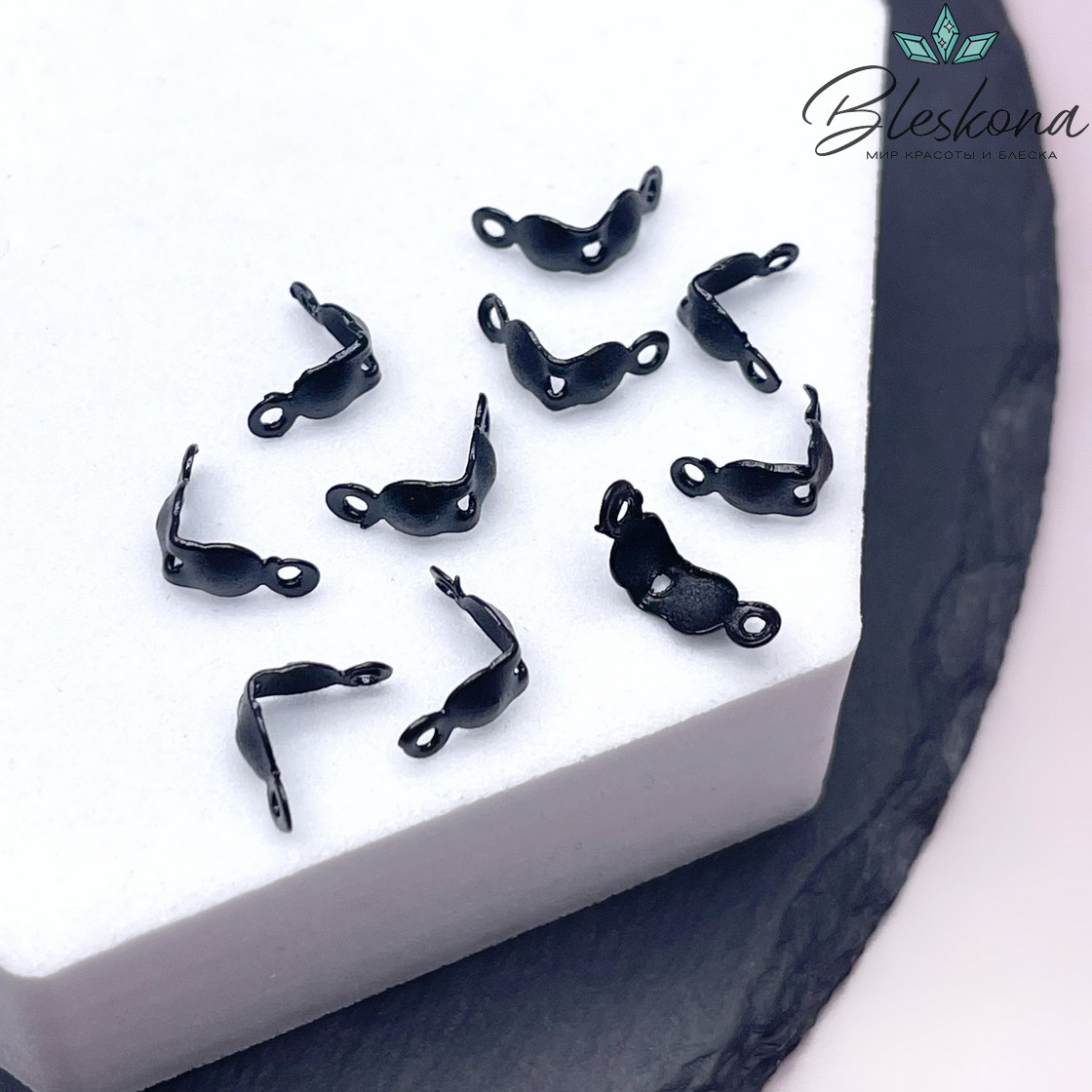 8,5*4 мм, Каллоты черная эмаль уп.10шт