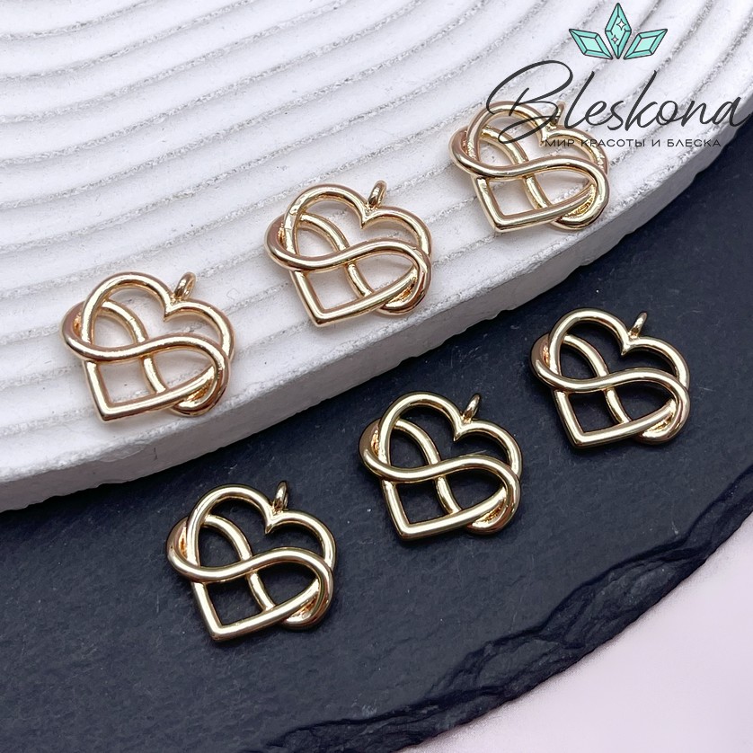 17,5*18 мм Цвет золото, Подвеска сердце контур бесконечность